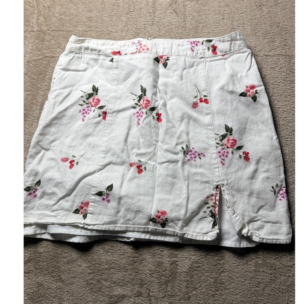 Y2K Forever 21 Womens Floral Linen Blend Mini Skirt Size S‎ Cottagecore Coquette